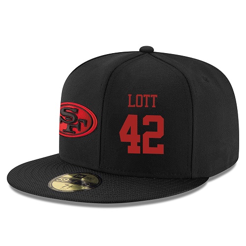 NFL San Francisco 49ers #42 Ronnie Lott Stitched Snapback Adjustable Player Rush Hat - Black/Red